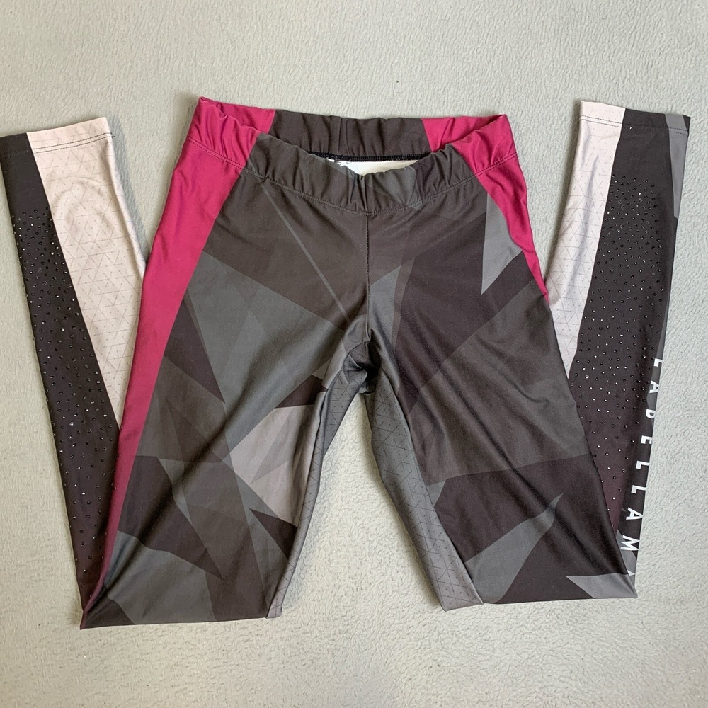 Labellamafia Leggings Women's Size S/M Black Rhinestones Compression Workout‎